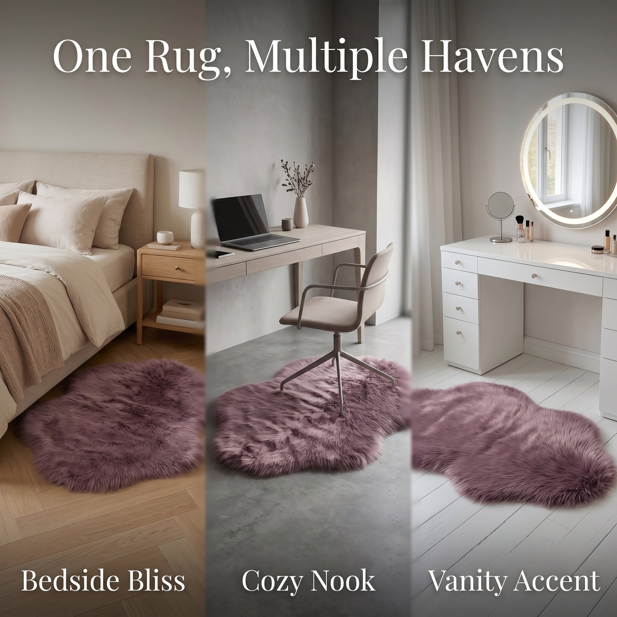 Unique Bargains Soft Shaggy Area Rug Washable Fluffy Bedroom Rug Non Slip 35" x 24" Purple