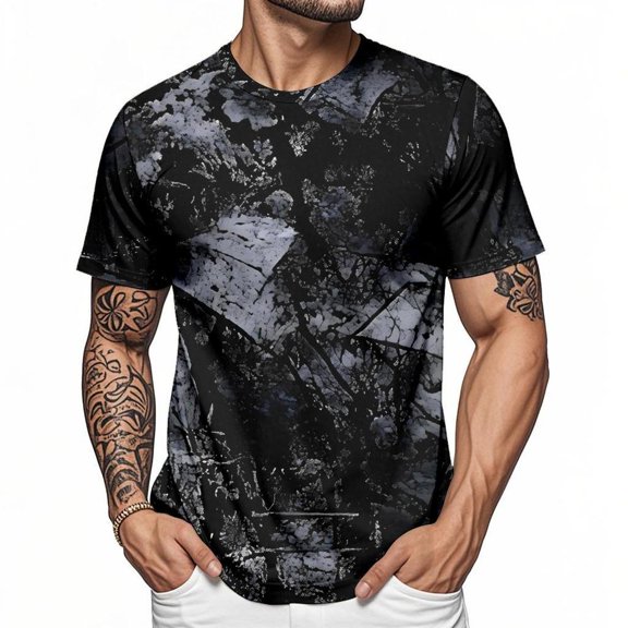 adaychics Tie Dye T Shirt Men Vintage Texture Casual Summer Crewneck Short Sleeve T Shirts Trendy Tops for Travel