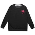 thumbnail image 3 of FAOWME Big Kids Girls Pullover Long Sleeved Round Neck Flower Print Fashion Comfortable Loose Fit Sweatshirts For Daily Wear Black 3-4 Years, 3 of 5