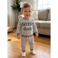 thumbnail image 4 of Loicainy Baby Toddler Boy Fall Outfits 6 12 18 24 Month 2T 3T Letter Embroidery Long Sleeve Round Neck Striped Tops and Elastic Waist Pants Clothes Set, 4 of 9