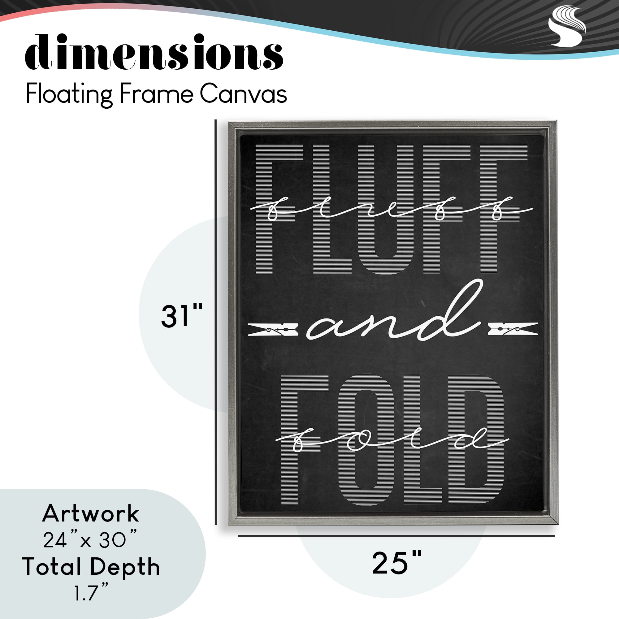 Fluff & Fold Black Minimal Gray Framed Floater Canvas Wall Art, design by Marcus Prime
