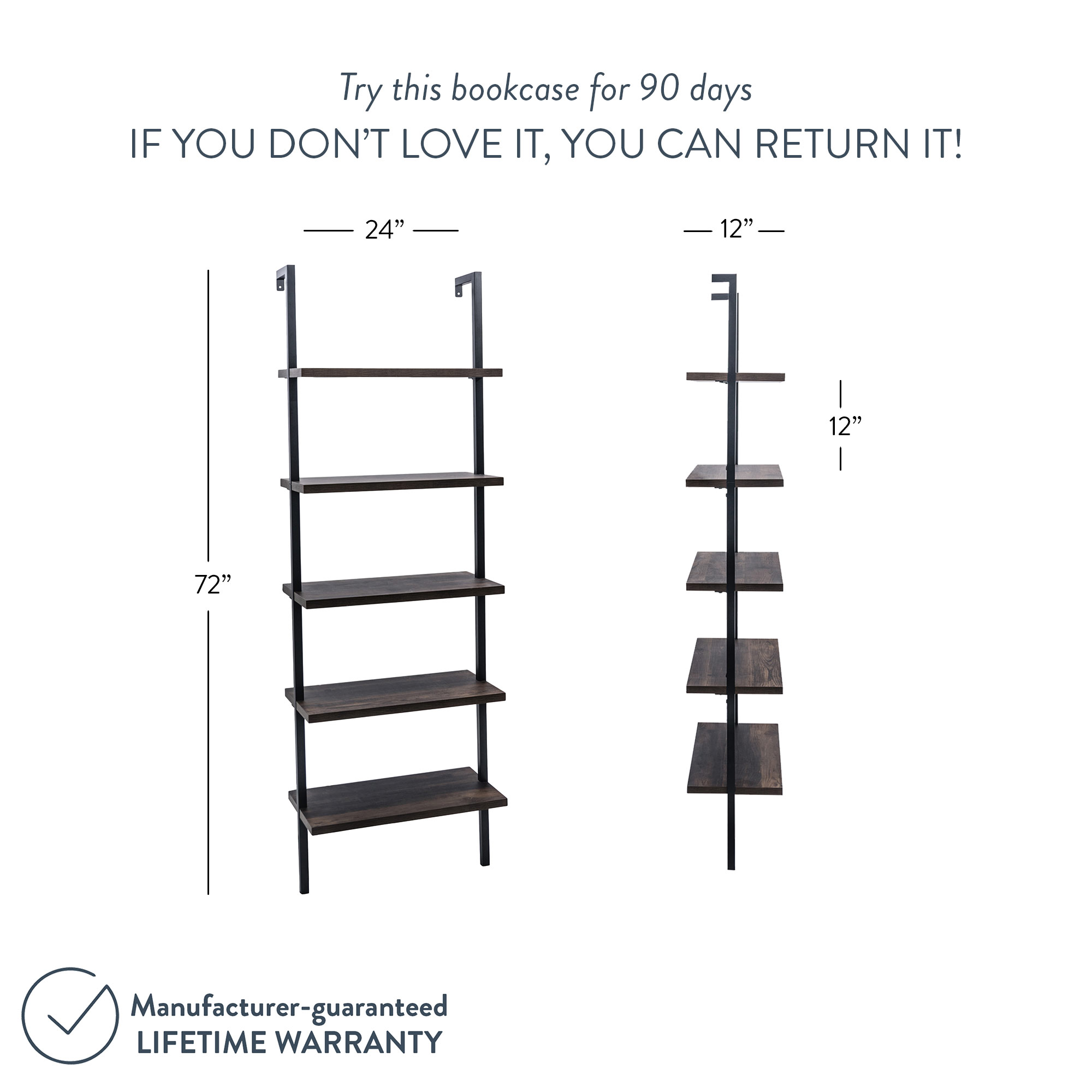 Nathan James Theo 5-Shelf Ladder Bookcase, Dark Walnut photo 3