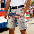 thumbnail image 2 of Krdevn Men's Retro American Flag Print Cargo Shorts Independence Day Casual Utility Workwear Shorts, 2 of 5