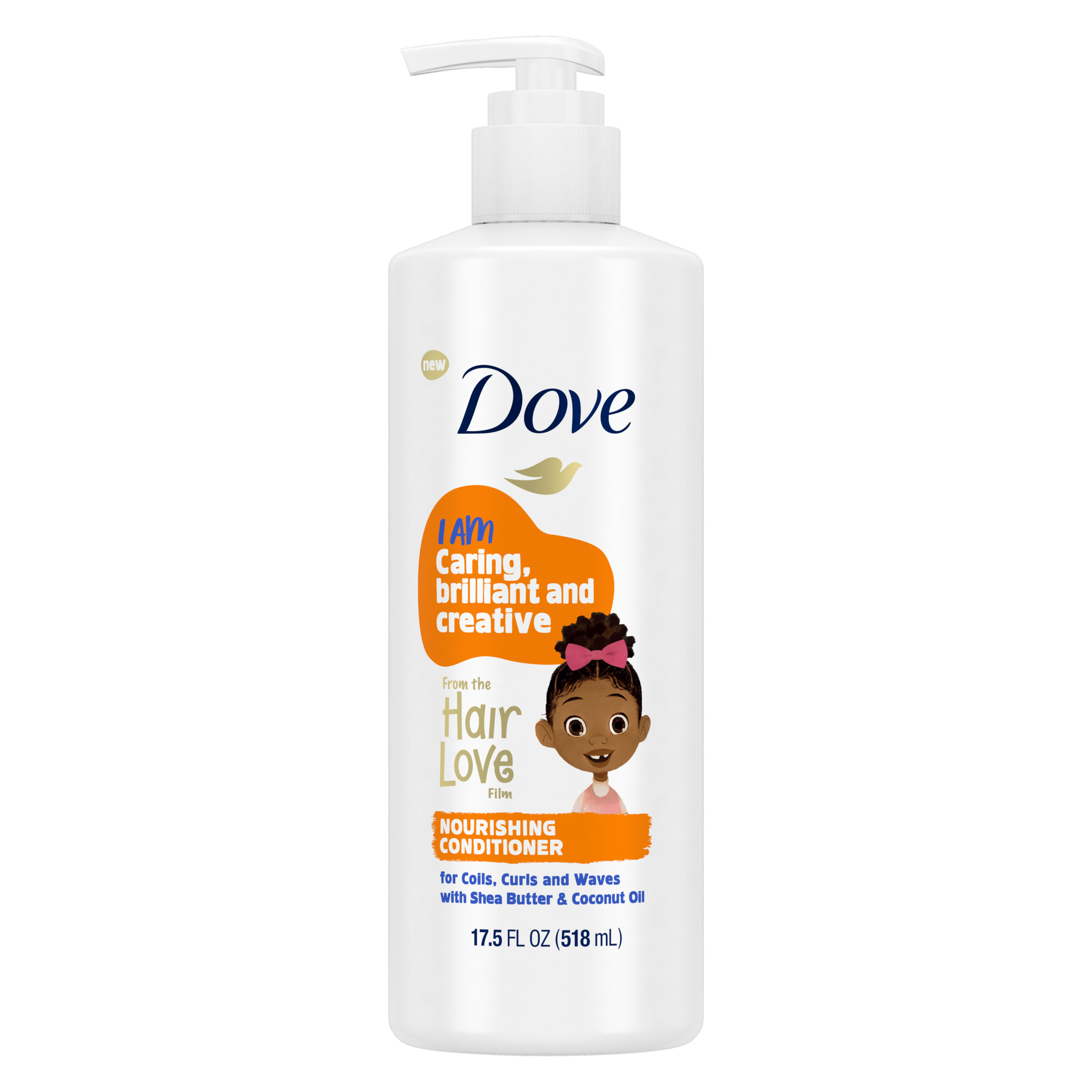 Dove Kids Care Conditioner for Coils, Curls and Waves Hair Love Kids Hair Care Infused with Coconut Oil and Shea Butter, 17.5 fl oz