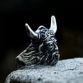 thumbnail image 3 of HOOUN Vintage Ox Horn Helmet Warrior Ring Stainless Steel Viking Biker Ring Size 7-13-10, 3 of 5