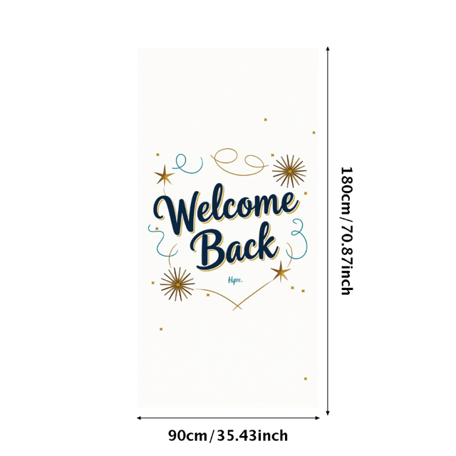 Welcome Back Banner Decorative Stars Twirls Design Celebratory Backdrop Perfect Party Supplies Reception Decorations Office Events Photography Props