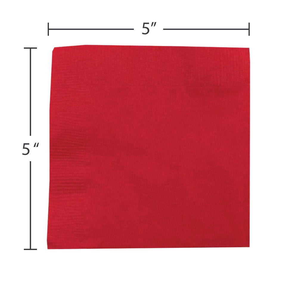 JAM Paper Small Beverage Napkins, 5 x 5, Red, 40/Pack
