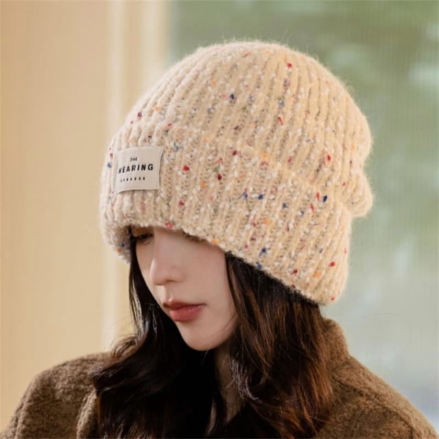 Bonnets d'Hiver pour Femmes Bonnet Ample Tricoté Protection des Oreilles Garde au Chaud Coupe-Vent Décontracté Résistant au Froid Bonnet d'Hiver Beige 55-58cm