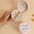 thumbnail image 5 of Yiaed Lilies Flowers Print Travel Jewelry Case Bridesmaid Gift Boxes Jewelry Travel Organizer Small Round Jewelry Box Mini Storage-Pink, 5 of 7