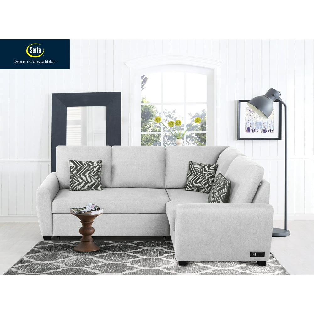 Serta Sharon Multifunctional Sectional Sofa W/USB & Power, Ivory