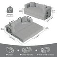 thumbnail image 3 of Hawsaiy 78" Convertible Corduroy Modular Floor Sofa Bed with Cylindrical Pillows, No Assembly Sleeper Couch with High-Density Foam, Fixed Shape Frame for Living Room, Bedroom, Lounge, Gray, 3 of 10