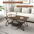 thumbnail image 6 of Costway 2-Tier Industrial Coffee Table Rectangular Cocktail Table with Storage Shelf Rustic Brown, 6 of 10