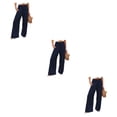thumbnail image 4 of Pantalones Qarigey Verano Primavera Bolsillos Color Sólido Suelto Casual Pierna Ancha Elástico Vintage Azul Oscuro, 4 of 6