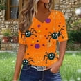 thumbnail image 2 of FDGIU Halloween Shirts for Women Women's Fashion Casual Comfortable Printed Short Sleeved V-Neck T-Shirt Blouse Spooky Season Graphic, 2 of 5