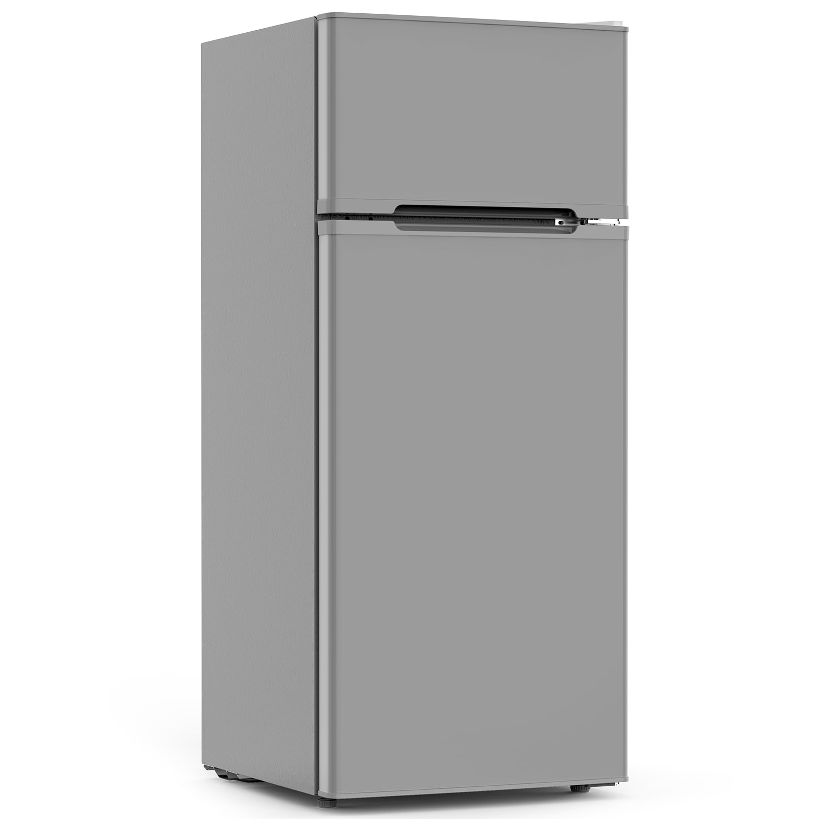 KNDKO 4.5 Cu.Ft Mini Fridge with Freezer, Small Refrigerator with 3 Level Adjustable Thermostat, 2 Door Small Refrigerator, Removable Glass Shelves for Bedroom, Kitchen, Apartment, Grey