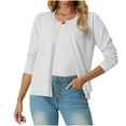 thumbnail image 2 of UVEASISHA Womens Cropped Jacket Long Sleeve Button Down Cardigan Tops Lightweight Casual Fall Cardigans White XL, 2 of 8