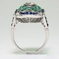 thumbnail image 4 of Opolski Women Faux Sapphire Emerald Inlaid Flower Finger Ring Wedding Party Jewelry Gift, 4 of 6