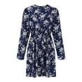 thumbnail image 7 of ZQUUVOU Women's Dress Printed Floral Long Sleeved Round-Neck Dress Blue,M, 7 of 7