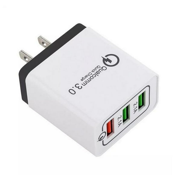 Cargador para Celular ChargePlus 3 Puertos USB 100-240V 50-60Hz Max. 5V 2.1A Blanco Negro.