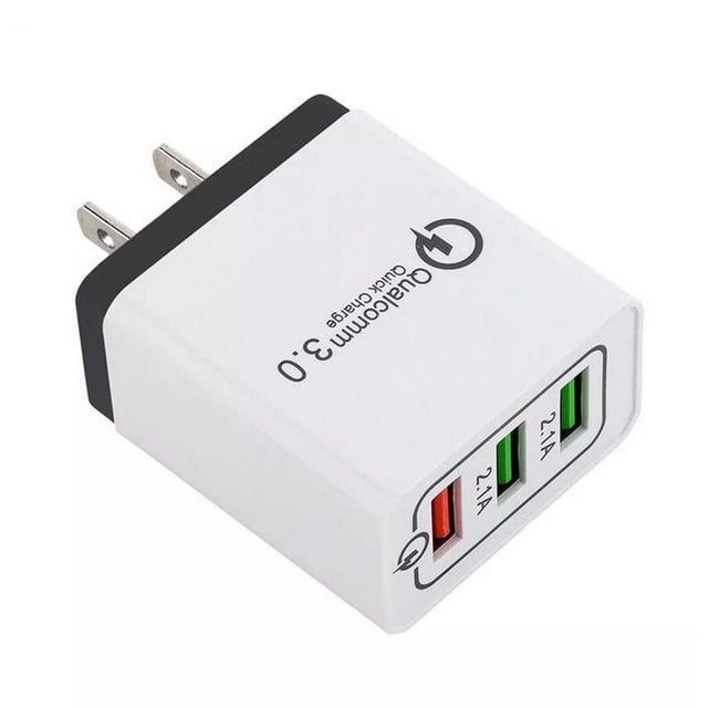 Cargador para Celular ChargePlus 3 Puertos USB 100-240V 50-60Hz Max. 5V 2.1A Blanco Negro.