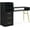 Black, variant on BarberPub Makeup Vanity Desk with Storage Drawer and Cabinet, Nail Desk with Golden Handles & Legs