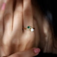 thumbnail image 5 of Rosec Jewels Cultured Freshwater Pearl Toi Et Moi Promise Ring - Pearl Emerald Ring for Women - AAA Quality - with Jewelry Box, 10K Yellow Gold, US 5.00, 5 of 7