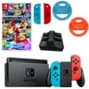 Nintendo Switch in Neon with Mario Kart and Accessories