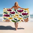 thumbnail image 2 of Purple Tulips Yellow Flowers Bloom Beach Towel Soft Absorbent Large Bath Towel For Swimming Pool Travel Spa Sport Gym, 2 of 5