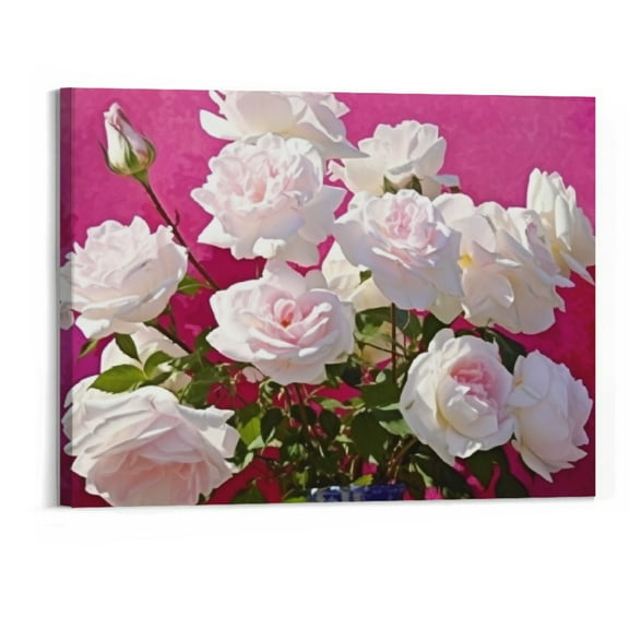 Shiartex  Colorful Abstract Canvas Wall Art for Home Decor - Abstract Background with White Flowers Modern Cool Wall Picture Print On Canvas Artwork Ready to Hang 20x16 Inch