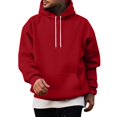 thumbnail image 2 of Dwelliawo Red Sweatshirts for Men Essentials Casual Fleece Hoodie with Pocket Long Sleeve Crewneck Sweatshirt Lightweight Hoodies Pullover XL, 2 of 4