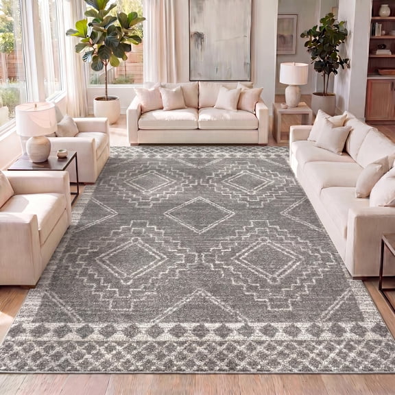 JONATHAN Y MOH200C-5 Amir Moroccan Beni Souk Gray/Cream 5 ft. x 8 ft. Area Rug