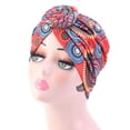 thumbnail image 2 of Styles Bohèmes Turbans pour Femmes Design Élastique Bonnet Pré-Noué Bonnet Plissé Couvre-Chef à la Mode Couvre-Chef Tourbillonnant Rouge, 2 of 4