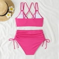 thumbnail image 3 of UPPADA Women's Two Piece Bikini Swimsuit Set Solid Top and Bottom Lace Up Swimwear Beachwear Color Block 2 Pieces Bikini Swimsuit Bathing Suit Patchwork Bikini Split Swimsuit Hot Pink,L, 3 of 5