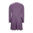 thumbnail image 7 of VEKDONE Ribbed Knit Sweater Dress for Women Fashion Long Sleeve Scoop Neck A-Line Dress Casual Flowing Pleated Dresses Summer Vacation Housewear Dress Purple S, 7 of 7