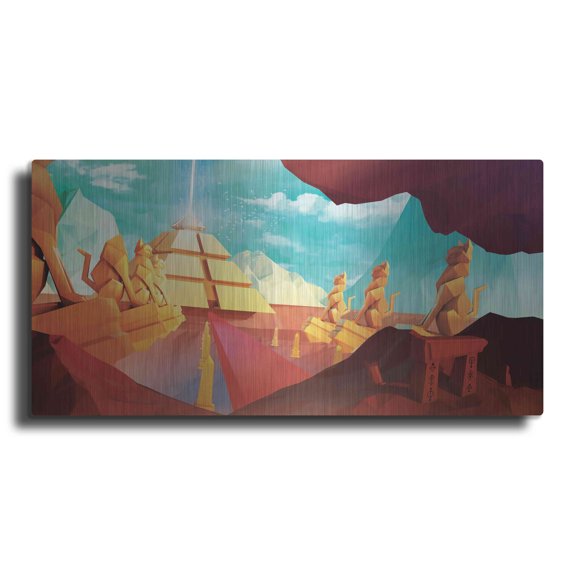 Luxe Metal Art 'Low Poly Pyramid' by Jonathan Lam, Metal Wall Art, 48"x24"