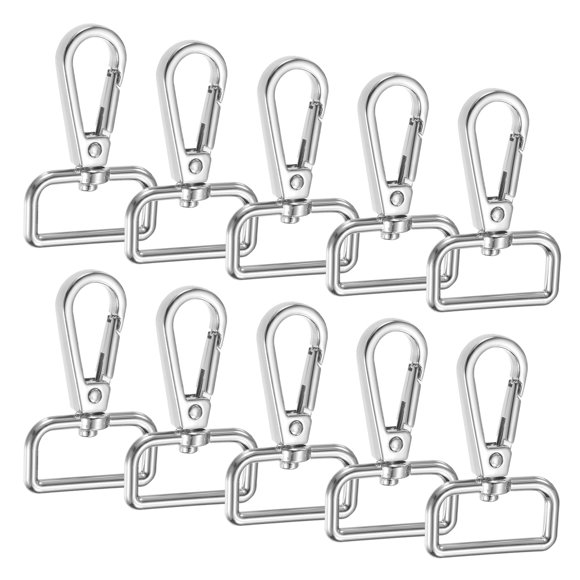 Ganchos de Garra de Langosta Uxcell [10pcs] - Ganchos de Disparo Giratorios de Aleación de Zinc para Hacer Llaveros y Manualidades de Bricolaje - [Blanco Plateado - 2x1.4IN]