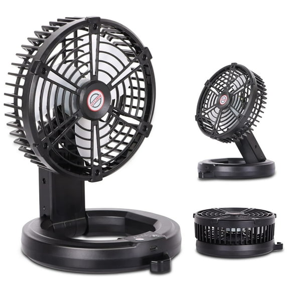 Ventilador portátil RUNTOP recargable con luz LED y gancho de 7 pulgadas
