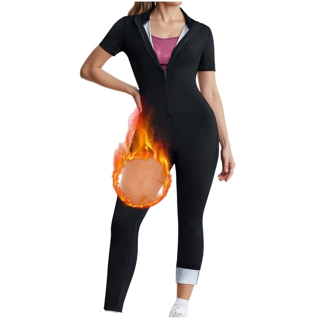 Traje de Manga Corta para Mujeres Traje de Forma de Cuerpo Sudoroso con Cintura con Cremallera Cintura de Alta Elasticidad Cinching Y Hip Lifting Yoga Set Moda Casual