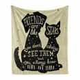 thumbnail image 1 of Inspirational Soft Flannel Fleece Blanket, Cat and Dog Silhouettes with Friendship Themed Phrase and Stars Grungy Display, Cozy Plush for Indoor and Outdoor Use, 50" x 70", Black Tan, by Ambesonne, 1 of 6