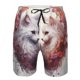 thumbnail image 3 of Balery White Red Cat Couple Traje de Baño Estilo Hawaiano para Hombre, Shorts de Secado Rápido con Bolsillos-Small, 3 of 6