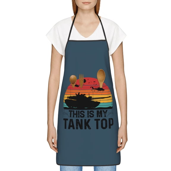This is my tank top Apron, Inspirational Gifts for Men Women, Funny Apron, Chef Bib with Pockets, Waterproof Work Apron for BBQ Kitchen Crafting Gardening