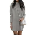 thumbnail image 1 of Innerwin Chandail à Enfiler Col Rond Robe Chandail pour Femme Hiver Manches Longues Robe Mini Épaisse Gris m, 1 of 2