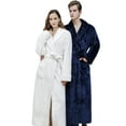 thumbnail image 3 of Women Maxi Bathrobe,Long Sleeve Plush Soft Shawl Collar Bathing Robe Waffle Plaid Cuff Plus Size Couples Casual Holiday Homewear Robe for Cold Weather Sleepwear,S-L White, 3 of 6