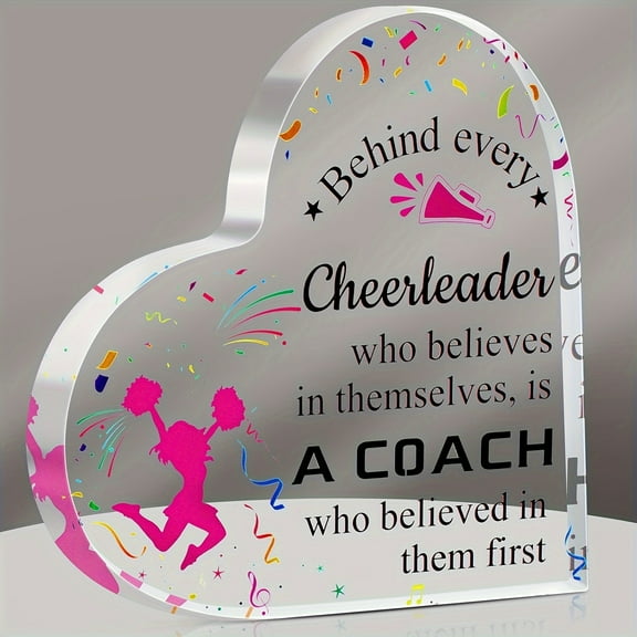 Colorful Confetti Acrylic Inspirational Cheerleader to Coach Desk Decor Appreciation Gift Home Office for Women Men 4 Inch