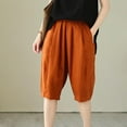 thumbnail image 6 of up to 60% off Gifts Usmixi Womens Elastic Waist Half Pants Casual Solid Plus Size Loose Wide Leg 1/2 Shorts Summer Breathable Cotton Linen Pocket Shorts Orange m, 6 of 7