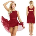 thumbnail image 6 of Doomiva Women Lyrical Dance Dresses V-Neck Chiffon Ballet Latin Dance Dress Red M, 6 of 7