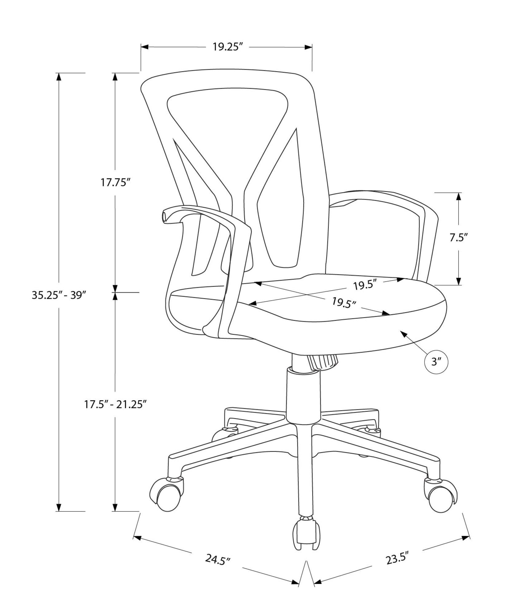 Monarch Specialties - Chaise De Bureau, Hauteur Réglable, Pivotant, Ergonomique, Accoudoir, Bureau Informatique, Travail, Maille Rouge, Métal Noir, Contemporain, Moderne