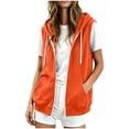 thumbnail image 2 of TGSLY Women's Hooded Vest Sweatshirt Soft Full-Zip Sleeveless Drawstring Hooded Coat Dressy Fall Causal Solid Color Workout Jacket XL, 2 of 9