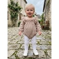 thumbnail image 4 of RUINIXCW Newborn Baby Girl Spring Fall Winter Outfit Plaid Gingham Bubble Romper Infant Girl Clothes Long Sleeve Square Neck Sweet Bodysuit Playsuit, 4 of 10