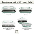 thumbnail image 3 of Country Kitchen Baking Pans Set - 10 Piece Non-Stick Cake Pans with Carry Lids for Easy Storage & Travel, Perfect for Parties - Stackable, Sage, 3 of 8
